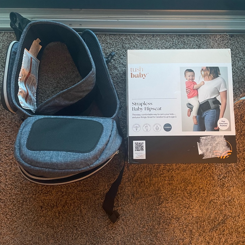 Tushbaby strapless baby hipseat carrier denim blue - excellent condition!
